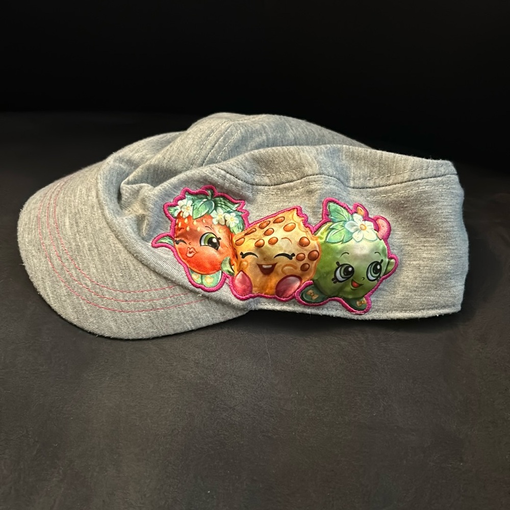 Shopkins grey hat one size girls, collapsible fabric aside from visor